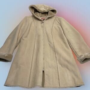 GLORIA VANDERBILT Women’s Large Light Tan Faux Suede / Fur Coat